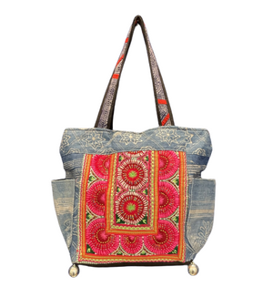Vintage Hilltribe Embroidered Hemp Shoulder Bag