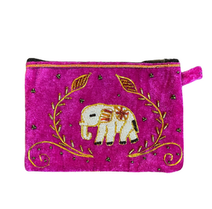 Beaded Elephant Velvet Purse - Fair Trade
