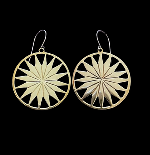 Fair Trade Brass Sun Earrings made in Cambodia