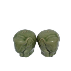 Celadon Ceramic Elephant Salt and Pepper Shakers