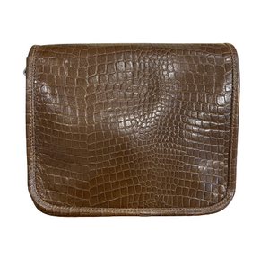 Leather Cow Hide Square Croc Design Shoulder Bag