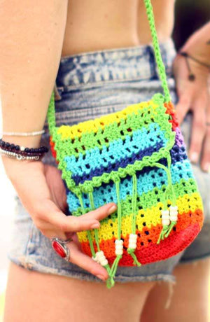 Crochet Rainbow Festival Bag
