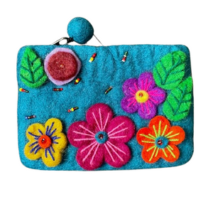 Fair Trade Felt Flower Large Purse