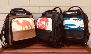 Upcycled Honda and Cement Bag Small Backpack