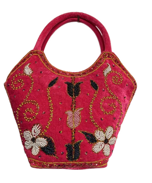 Beaded Velvet Boho Medium Bag