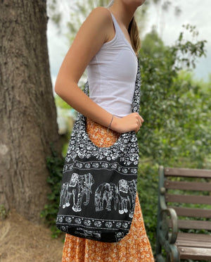 Elephant Print Long Hobo Bag