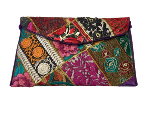 Recycled Sari Embroidered Fabric Clutch