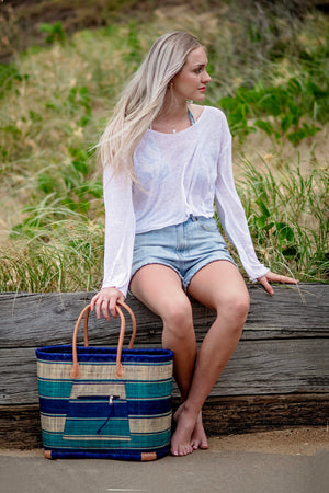 Pauline Basket Blue Stripe