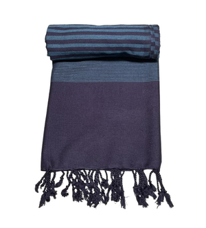Fair Trade Turkish Towel Navy Tones