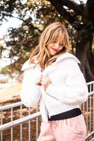 Boucle Knit Zip Up Jacket