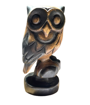 Fair Trade Wooden Owl on Perch 19cm
