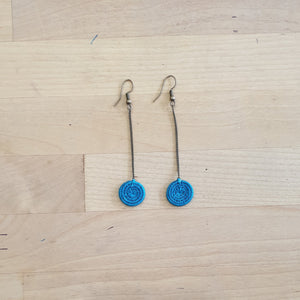 Sisal Disc Brass Drop Earrings