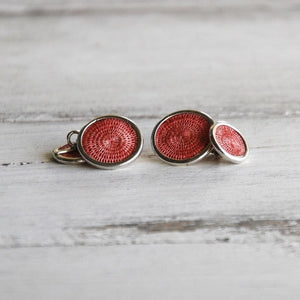 Cufflinks - Sterling silver & woven sisal disks