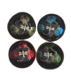 Coconut Bowl Dragonfly Design
