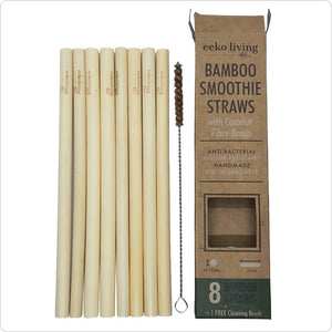 Bamboo Straws 8 Pack with Cleaning Brush