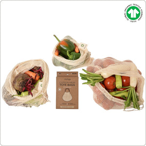 Organic GOTS Cotton Reusable Produce bags 4 pc