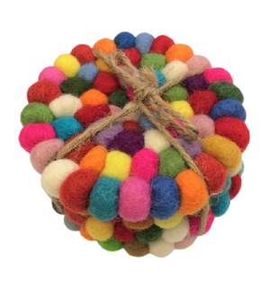 Felt Ball Trivet Coasters 4 pack