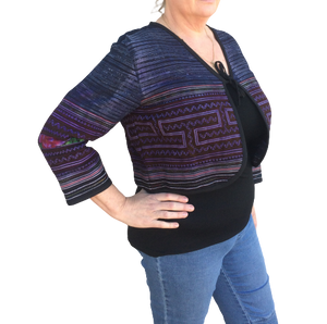 Hilltribe Vintage Fabric Bolero Jacket Blue Purple