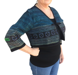 Hilltribe Vintage Fabric Bolero Jacket Blue