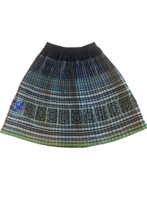 Hilltribe Vintage Fabric Skirt Black and Olive