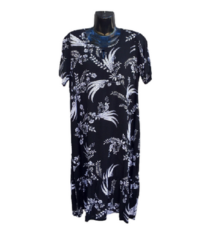 Keyhole Frill Dress Black Pattern Design