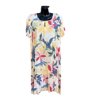 Keyhole Frill Dress Floral Design
