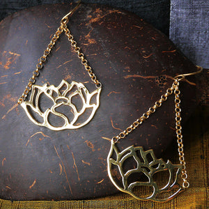 Lotus Flower Earings made from Bombshells and Bullets in Cambodia