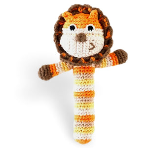 Pebble Organic Cotton Lion Stick Rattle