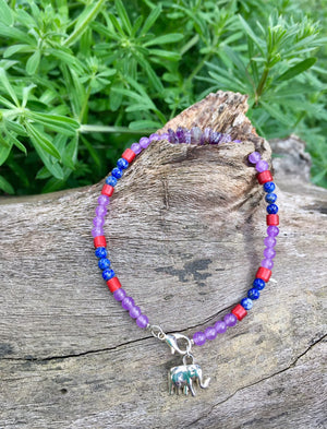 Stones with a Story Handmade Bracelet Purple Agate and Amethyst
