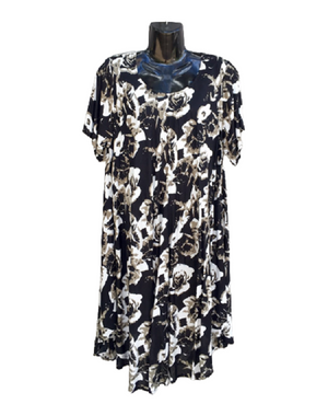 Short Sleeve Floral Umbrella Dress