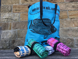 Recycled Fish feed Roll Up Shopping Bag