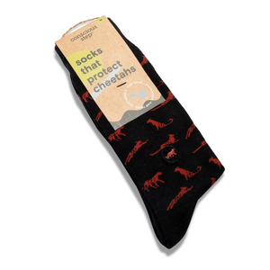 Conscious Steps Socks That Protect Cheetahs Black