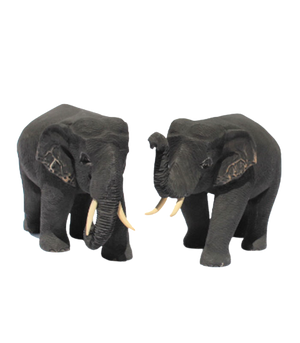 Teak Wooden Elephant Walking Pair 18cm long