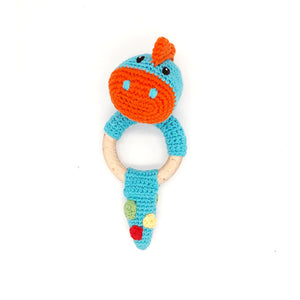 Pebble Turquoise Dinosaur Teether Rattle