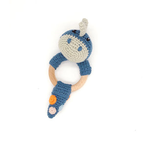 Pebble Organic Blue Dinosaur Teether Rattle