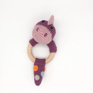 Pebble Purple Dinosaur Teether Rattle