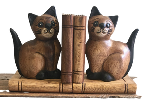 Wooden Cat Book Ends Fair Trade