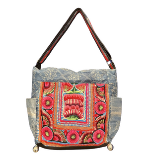 Vintage Hilltribe Embroidered Hemp Shoulder Bag