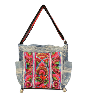 Vintage Hilltribe Embroidered Hemp Shoulder Bag