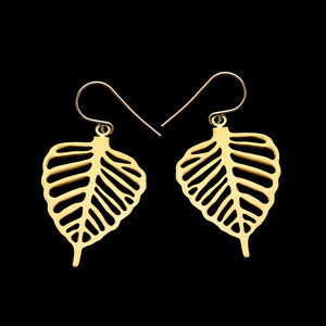 Bodhi Leaf Earrings made from Bombshells and Bullets in Cambodia