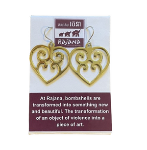 Fair Trade Brass Heart Earrings made in Cambodia