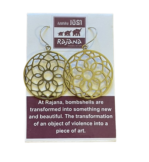Spiral Lotus Flower Earings made from Bombshells and Bullets in Cambodia