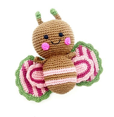 Organic Cotton Pink Butterfly Rattle