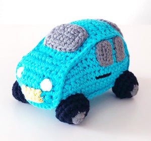 Organic Cotton Blue Car Rattle