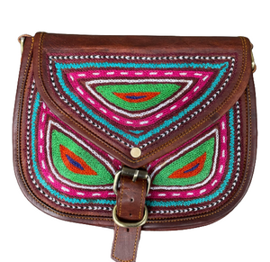 Leather Matka Kasida Style 7 x 9 Shoulder Bag