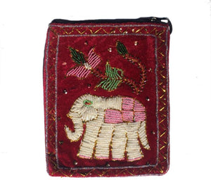 Beaded Elephant Velvet Boho Shoulder Bag