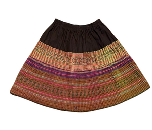 Hilltribe Vintage Fabric Mini Skirt Green Purple 49cm