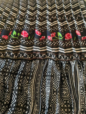 Hilltribe Vintage Fabric Long Skirt Black and White 74cm