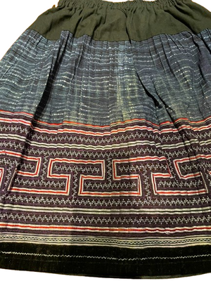 Hilltribe Vintage Fabric Skirt Blue Denim and Purple 57