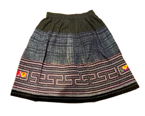 Hilltribe Vintage Fabric Skirt Blue Denim and Purple 57